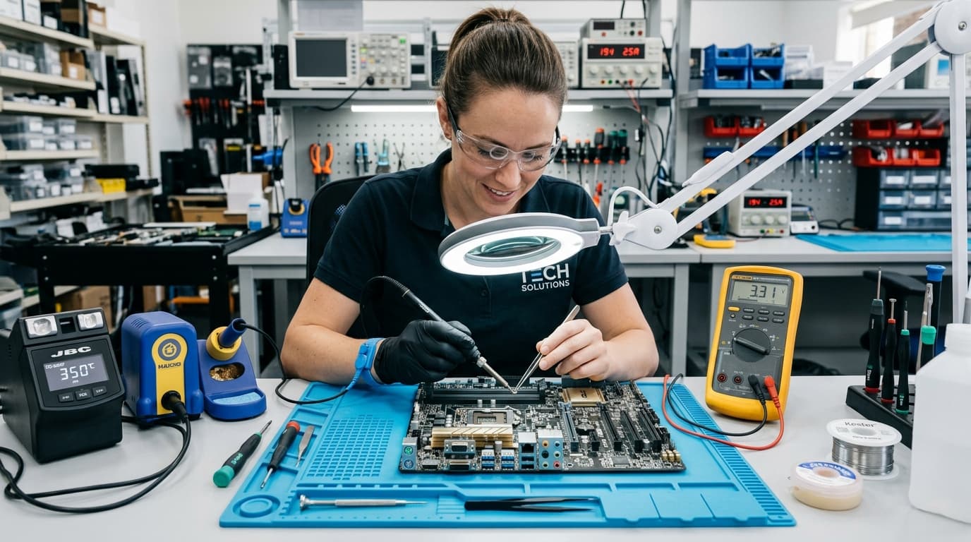 Desktop repair and workstation assembly